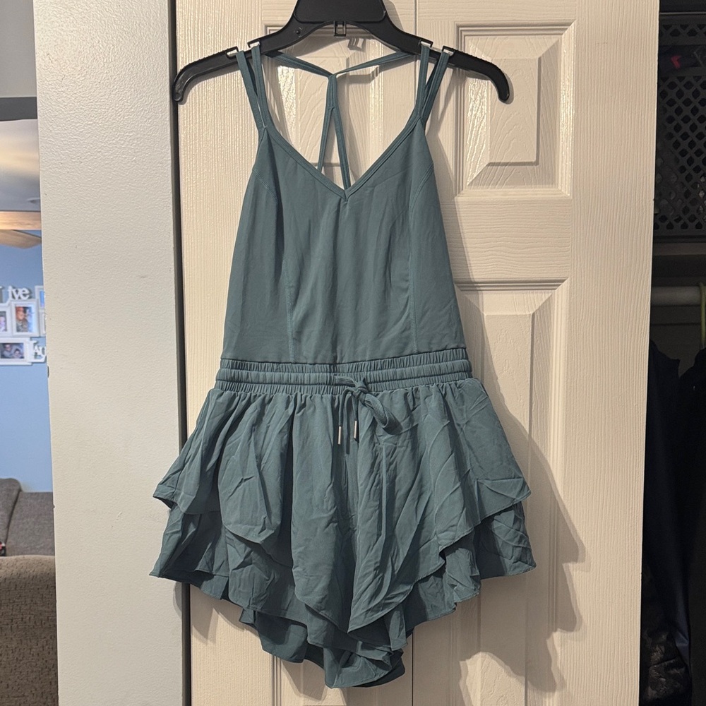 HALARA Women’s  Blue- Green Ruffle One Piece
